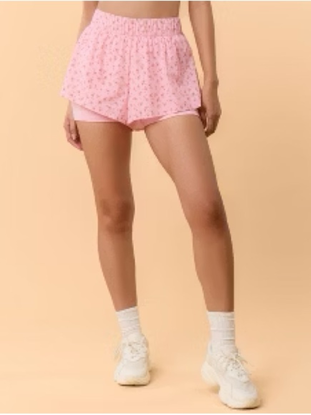 Women’s Pink Floral Athletic Shorts with Built-In Liner